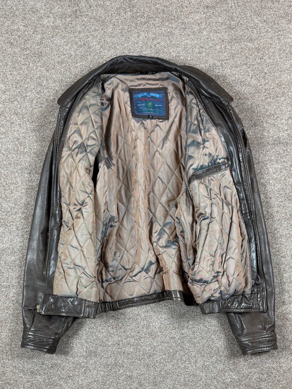 Vintage Members Only Brown Genuine Leather Zip Up Bomber Jacket Mens Size XL 90s - Picture 5 of 10